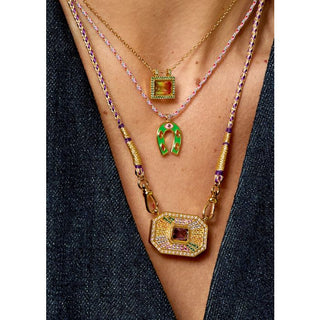 Necklace - Green Mini Horseshoe Or