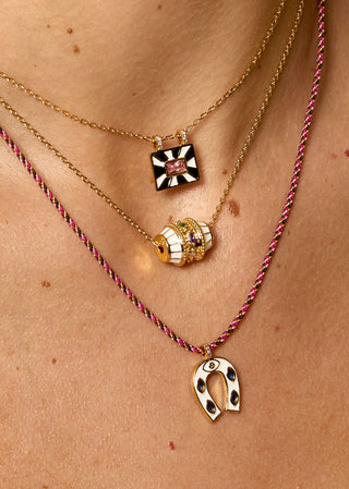 Necklace - White Mini Horseshoe Or