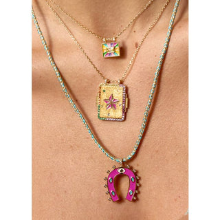 Necklace - Fuchsia Horseshoe Or