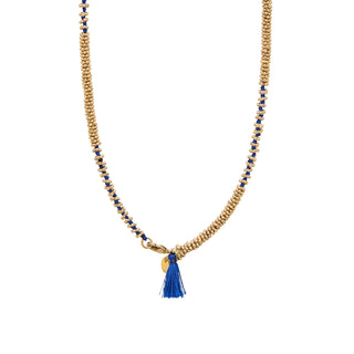Blue Pompom Mala Necklace