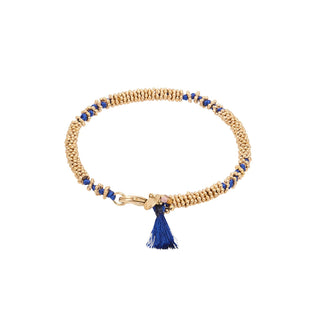 Blue Pompom Mala Bracelet