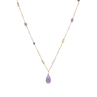 Purple Stone And Drop Necklace