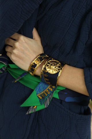 Soleil Cuff And Cerf Boheme-Green Ribbon