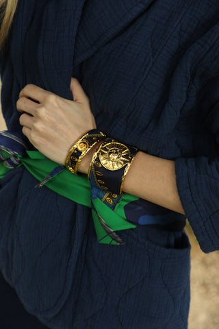 Soleil Cuff And Cerf Boheme-Green Ribbon