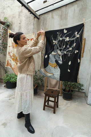 Cerf Boheme - Noir Scarf