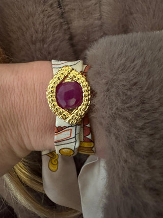 Oeil De Caiman Agate Rose Cuff