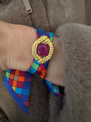 Oeil De Caiman Agate Rose Cuff