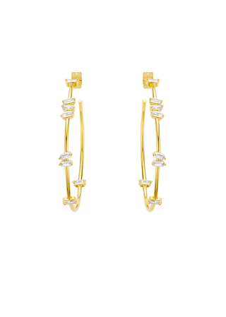 Earrings - Baguette Hoops