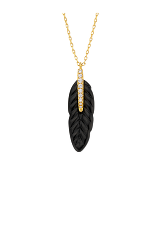 Necklace - Black Plume Or
