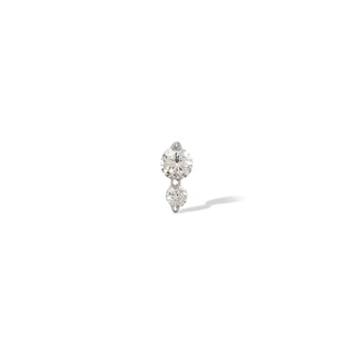 Single earring "True Love" double dot sterling silver stud