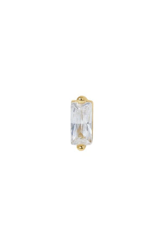 Single Earring Mini Baguette Gold Vermeil Stud (Ball Screw)