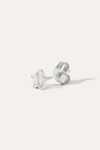 Floating star silver stud earring