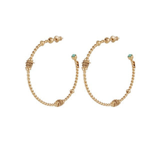 Torsade Cabochons Hoop Earrings Gold