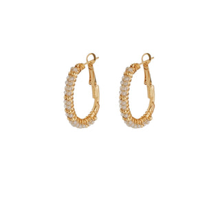 Lyre Hoop Earrings - White Mother-Of-Pearl And Labradorite