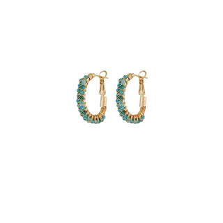 Lyre Hoop Earrings - Blue Apatite