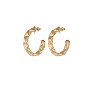 Moki cabochons hoop earrings small size gold - Carnelian