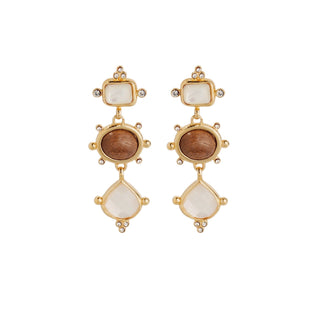 Tiki 3 earrings - Mother-of-pearl & Wood