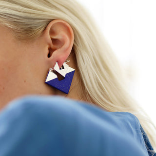 Square Eclipse Stone Earrings Lapis Lazuli Large