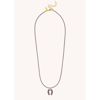 NECKLACE - PURPLE MINI HORSESHOE Or