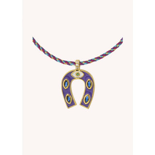 NECKLACE - PURPLE MINI HORSESHOE Or