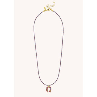 NECKLACE - FUCHSIA MINI HORSESHOE Or