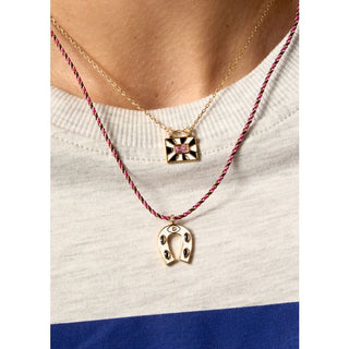 NECKLACE - White MINI HORSESHOE Or