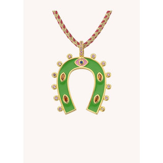 NECKLACE - GREEN HORSESHOE Or