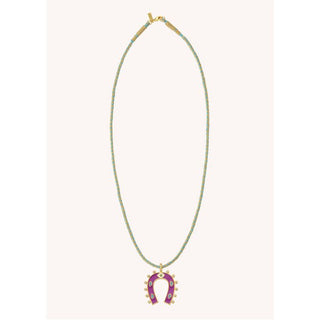 Necklace - Fuchsia Horseshoe Or