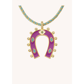 NECKLACE - FUCHSIA HORSESHOE Or