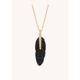 Necklace - Black Plume Or