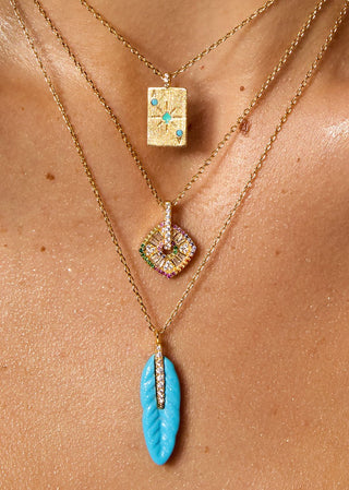 Necklace - Turquoise Plume Or