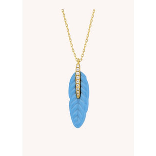 Necklace - Turquoise Plume Or