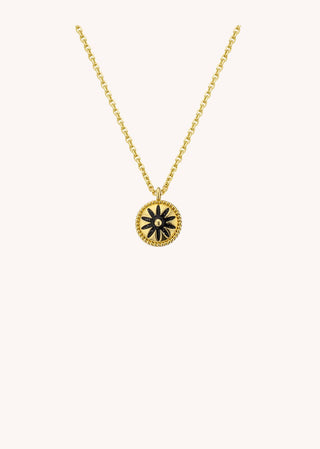 Necklace - Black Flower Or