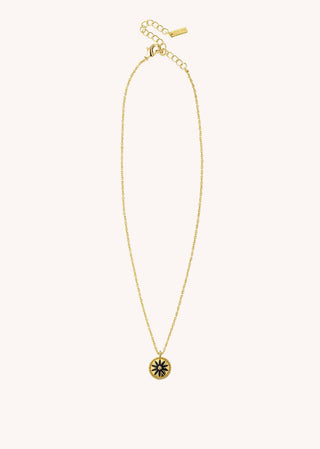 Necklace - Black Flower Or