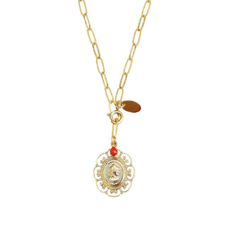 Scarlett Long Necklace 2 In 1 Cameo Flowers