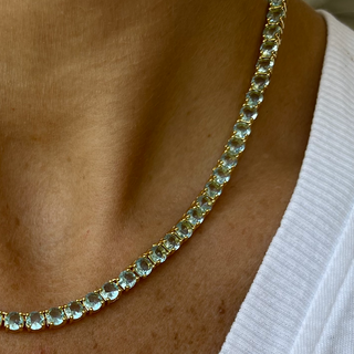 Gigi Tennis Necklace Aqua Gold 4Mm