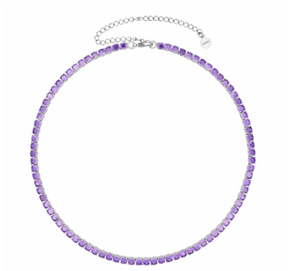 Gigi Tennis Necklace Violet Silver 4mm