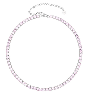 Gigi Tennis Necklace Light Pink Silver, 5mm