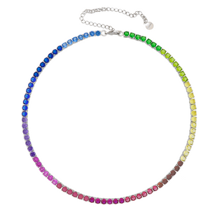 Gigi Tennis Necklace Rainbow 4mm Silver