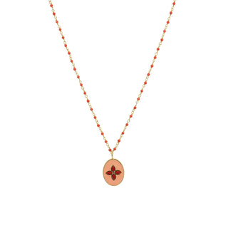 Long Flower Necklace Coral