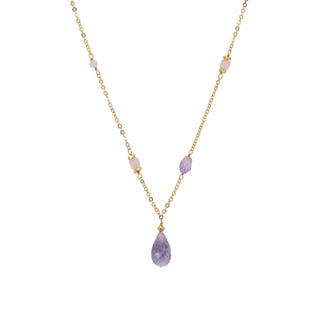 Amethyst Stone And Drop Necklace