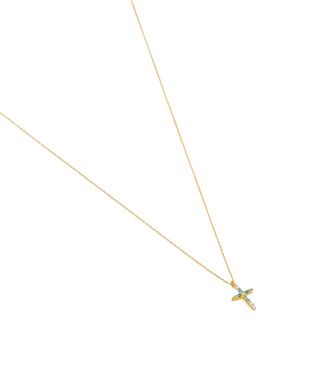 Blue Cross Tattoo Necklace