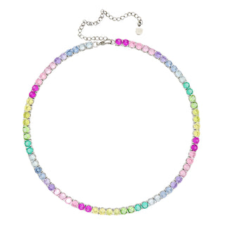 Gigi Tennis Necklace Gradient Pastel 5mm Rainbow/Silver