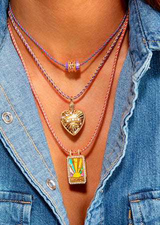 Necklace - Pink Rainbow Eye Boheme