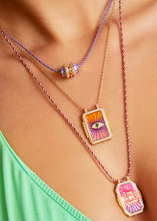 Necklace - Pink Rainbow Eye Boheme