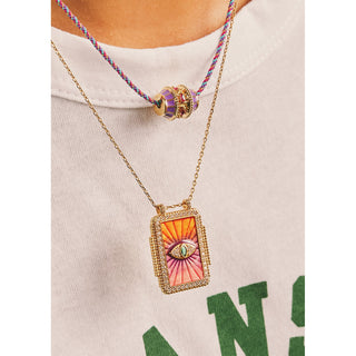Necklace - Pink Rainbow Eye Boheme