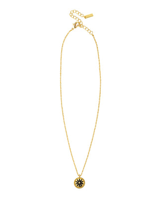 Necklace - Black Flower Or