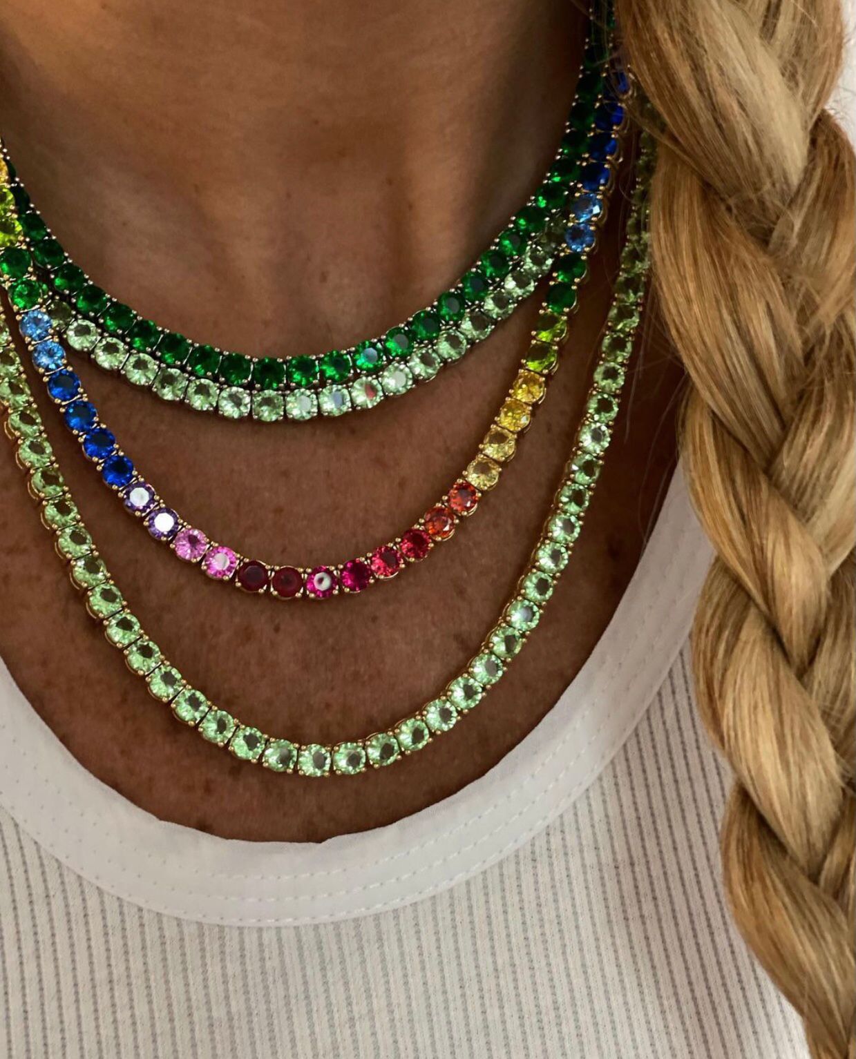 Gigi Tennis Necklace Emerald Gold 4mm