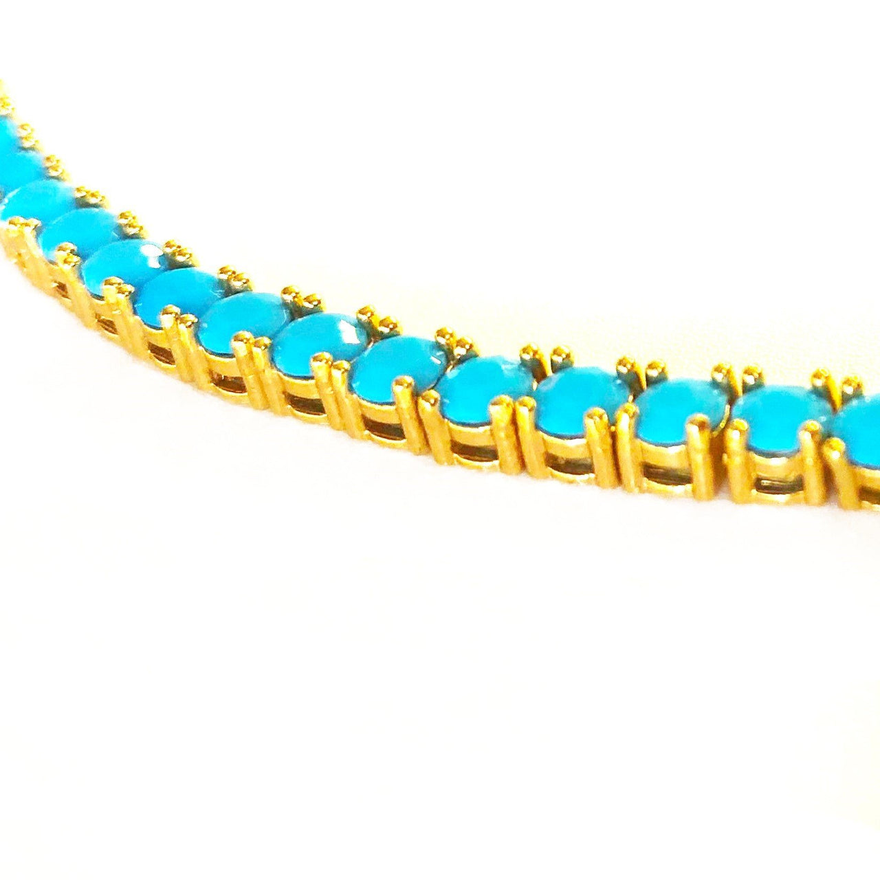 Gigi Tennis Necklace Turquoise 4mm/ Gold
