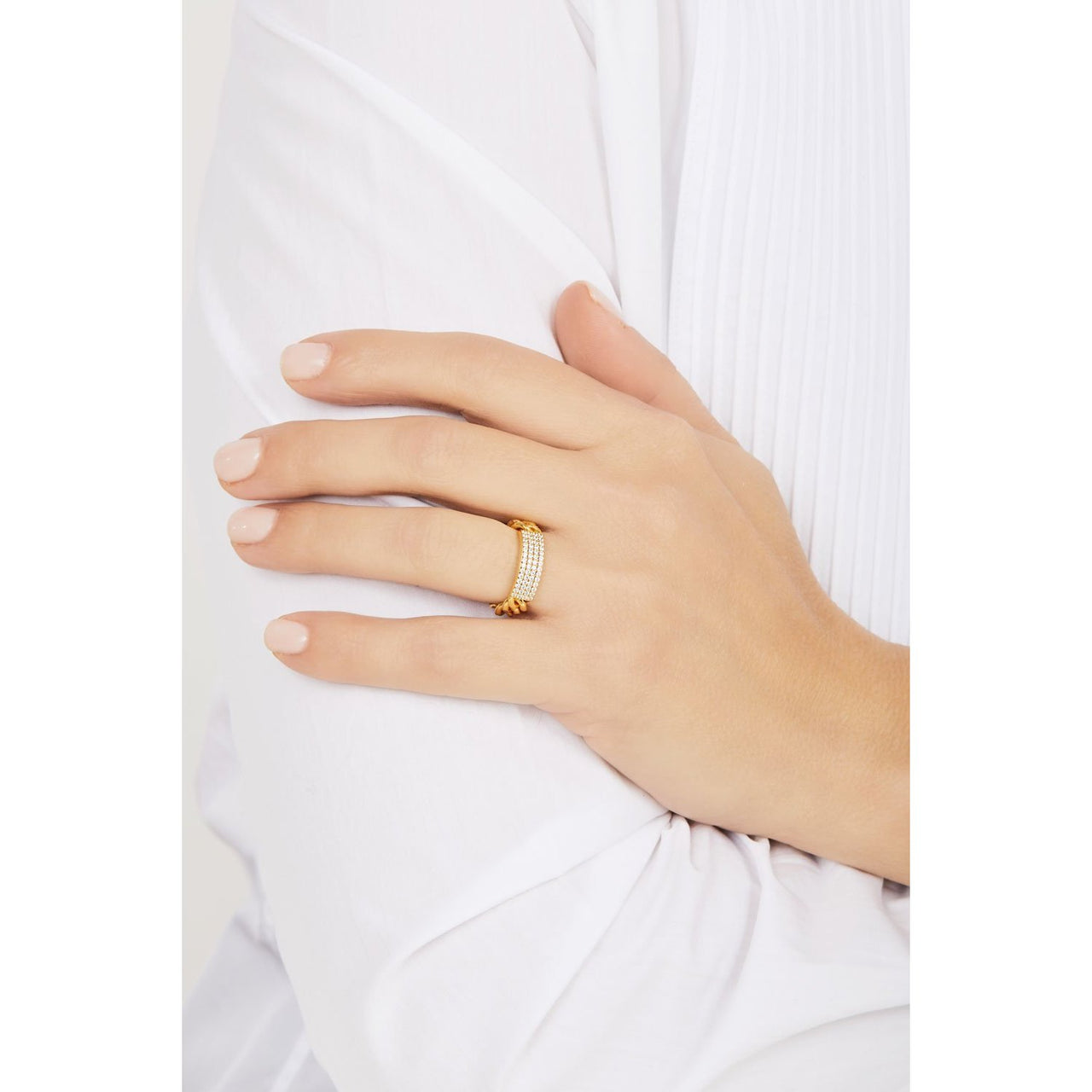 CATENA ID PAVE CHAIN GOLD VERMEIL RING